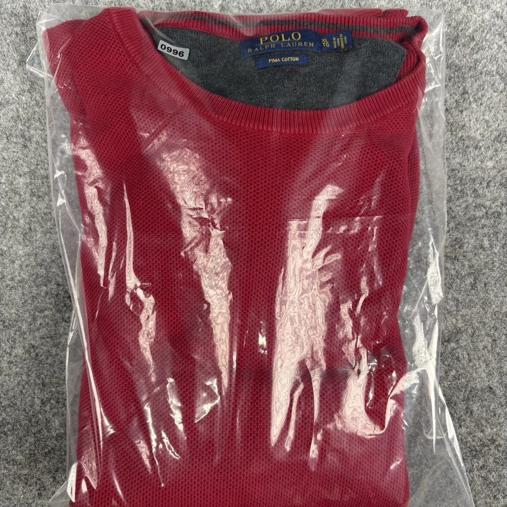Polo Ralph Lauren Sweater‎ Mens Xl Red Long Sleeve Preppy Pima Cotton Casual